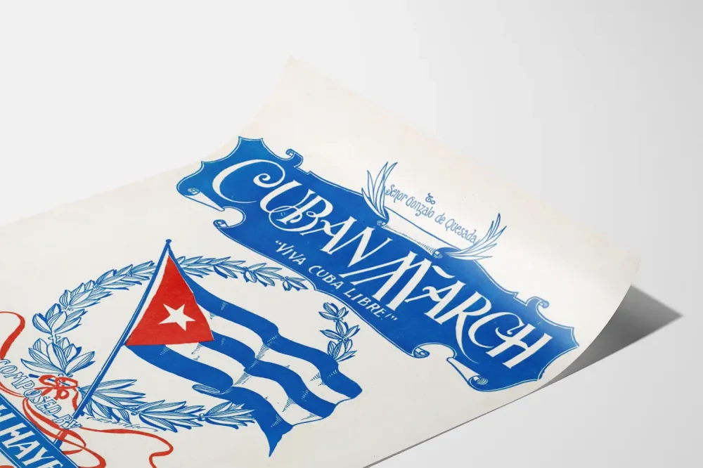 Affiche vintage Cuban March Viva Cuba Libre décoration murale