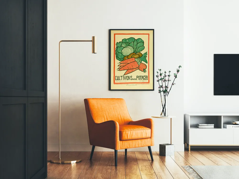 Affiche Vintage Cultivons Notre Potager - Décoration Murale Nature et Légumes