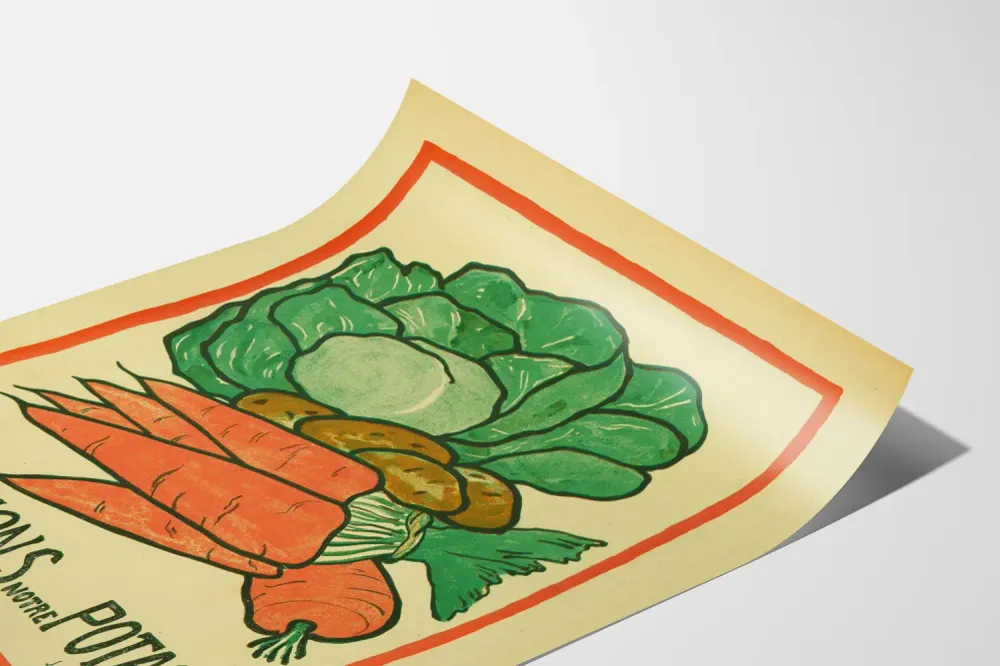 Affiche Vintage Cultivons Notre Potager - Décoration Murale Nature et Légumes