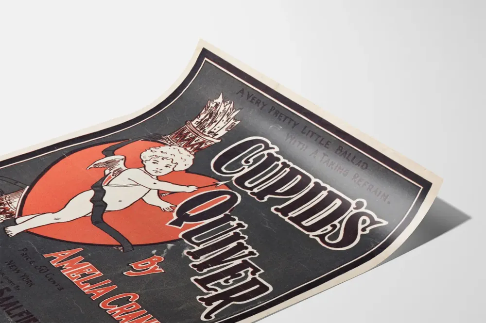 Affiche vintage Cupids Quiver avec Cupidon et arc