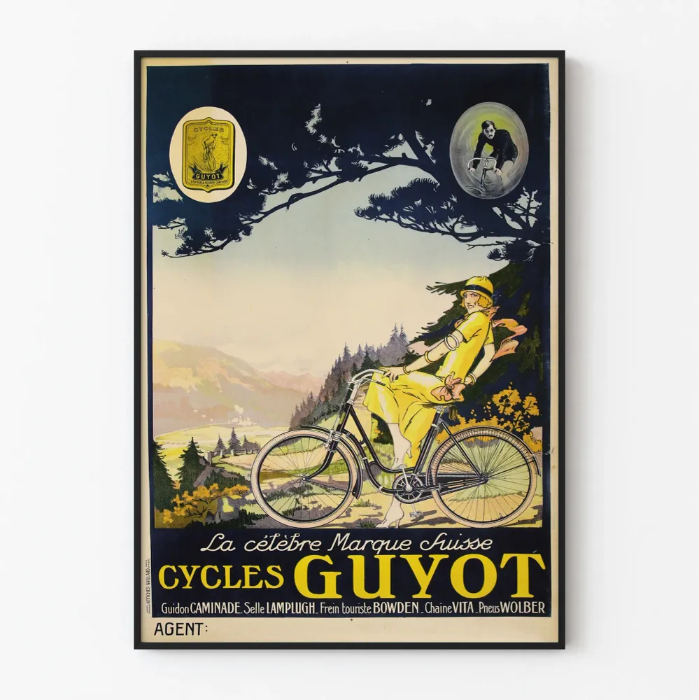 Affiche Vintage Cycles Guyot - Décoration Murale Rétro Vélo Suisse