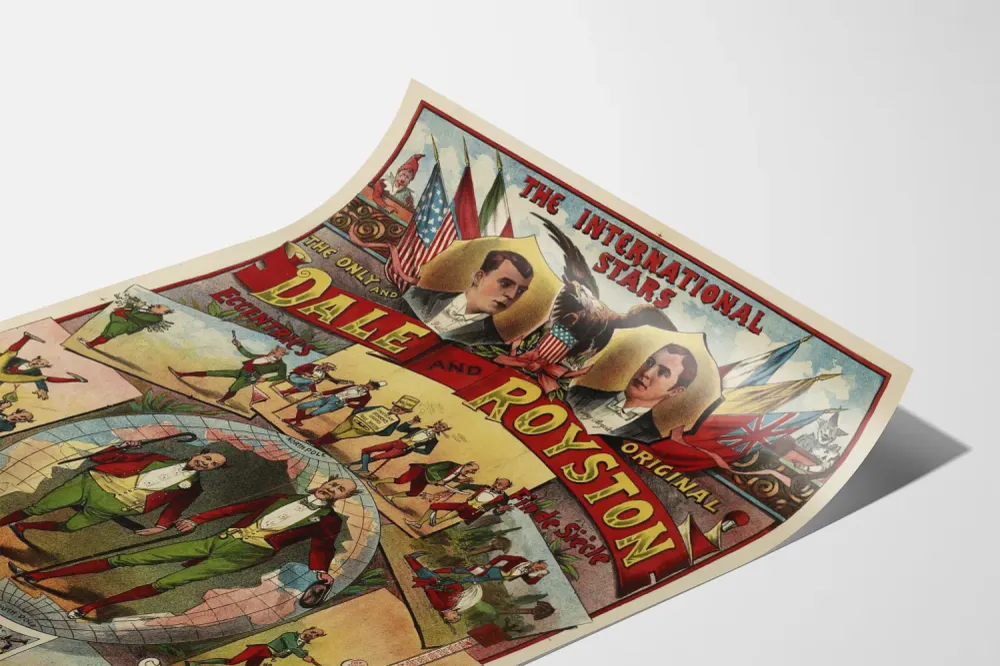 Affiche vintage Dale and Royston - Comédiens excentriques Internationaux
