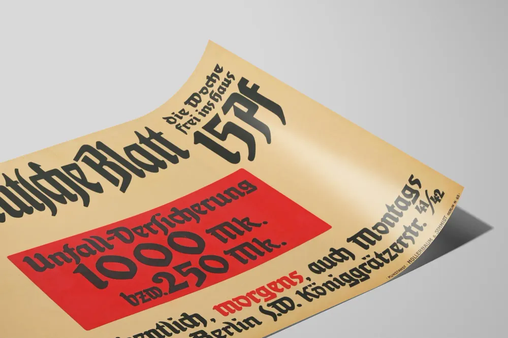 Affiche Vintage Das Deutsche Blatt - Publicité Allemande en Noir et Rouge
