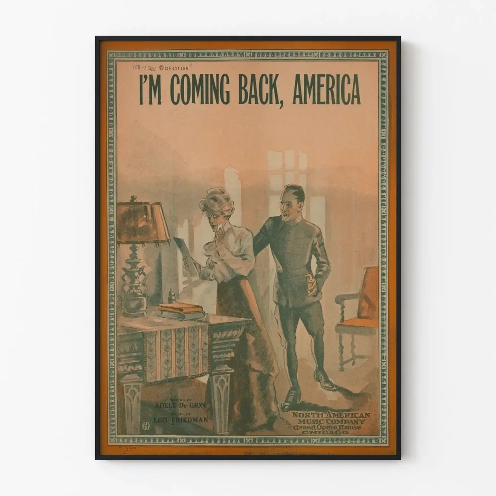 Affiche vintage décoration murale « I'm Coming Back, America »