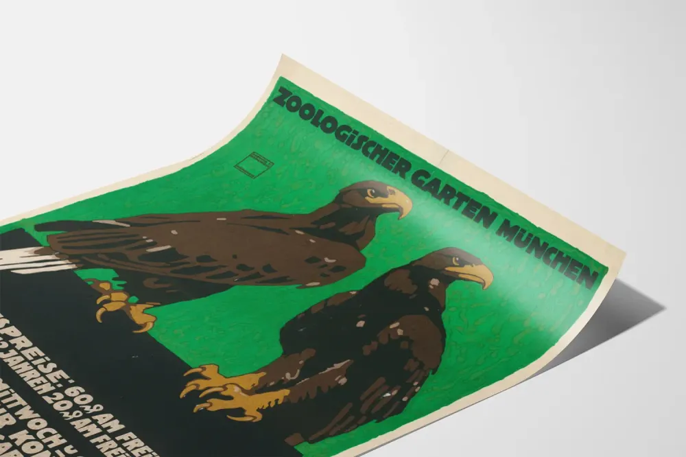 Affiche vintage décorative Zoologischer Garten München aux aigles