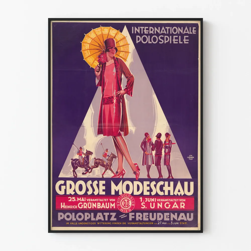 Affiche vintage défile de mode internationale Polo Spiele