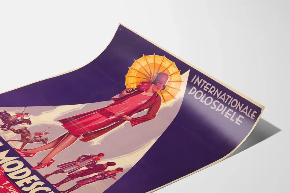 Affiche vintage défile de mode internationale Polo Spiele