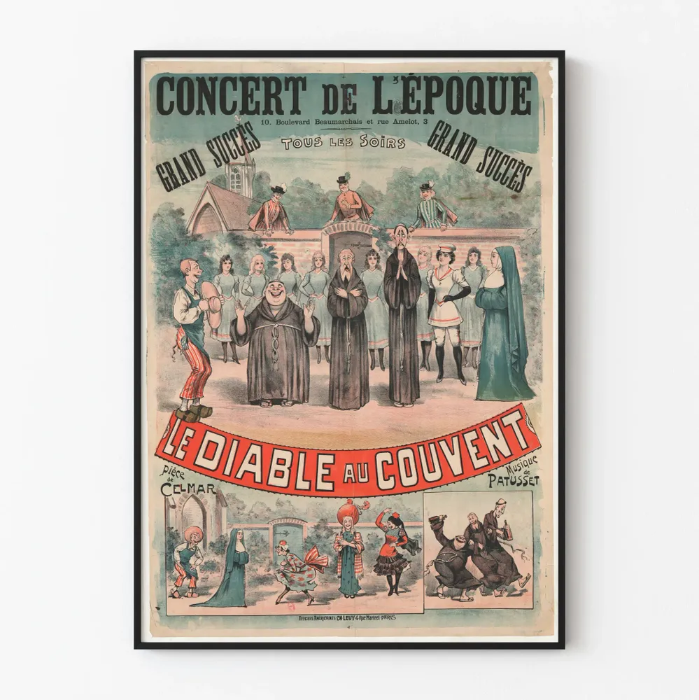 Affiche vintage Le Diable au Couvent - Concert de l'Époque Boulevard Beaumarchais
