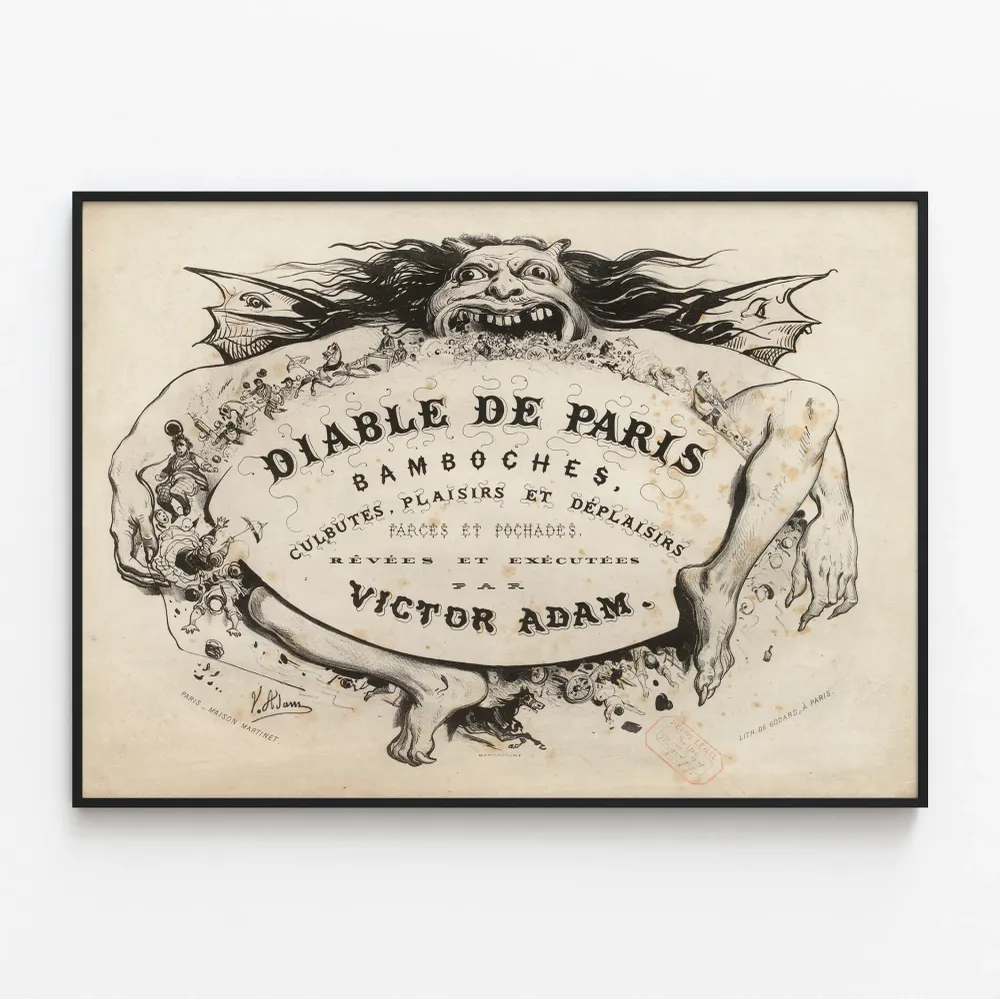 Affiche vintage Diable de Paris – Farces et plaisirs par Victor Adam