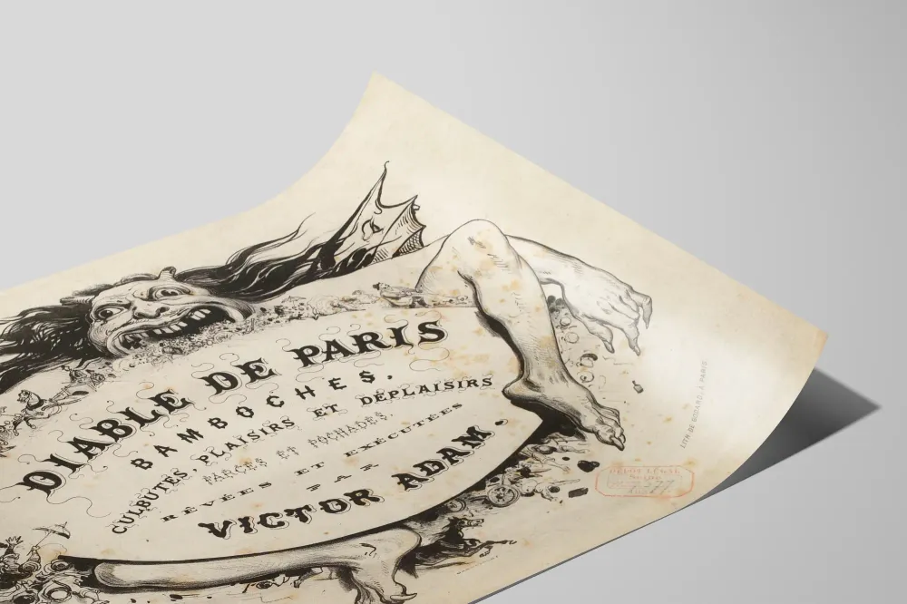 Affiche vintage Diable de Paris – Farces et plaisirs par Victor Adam