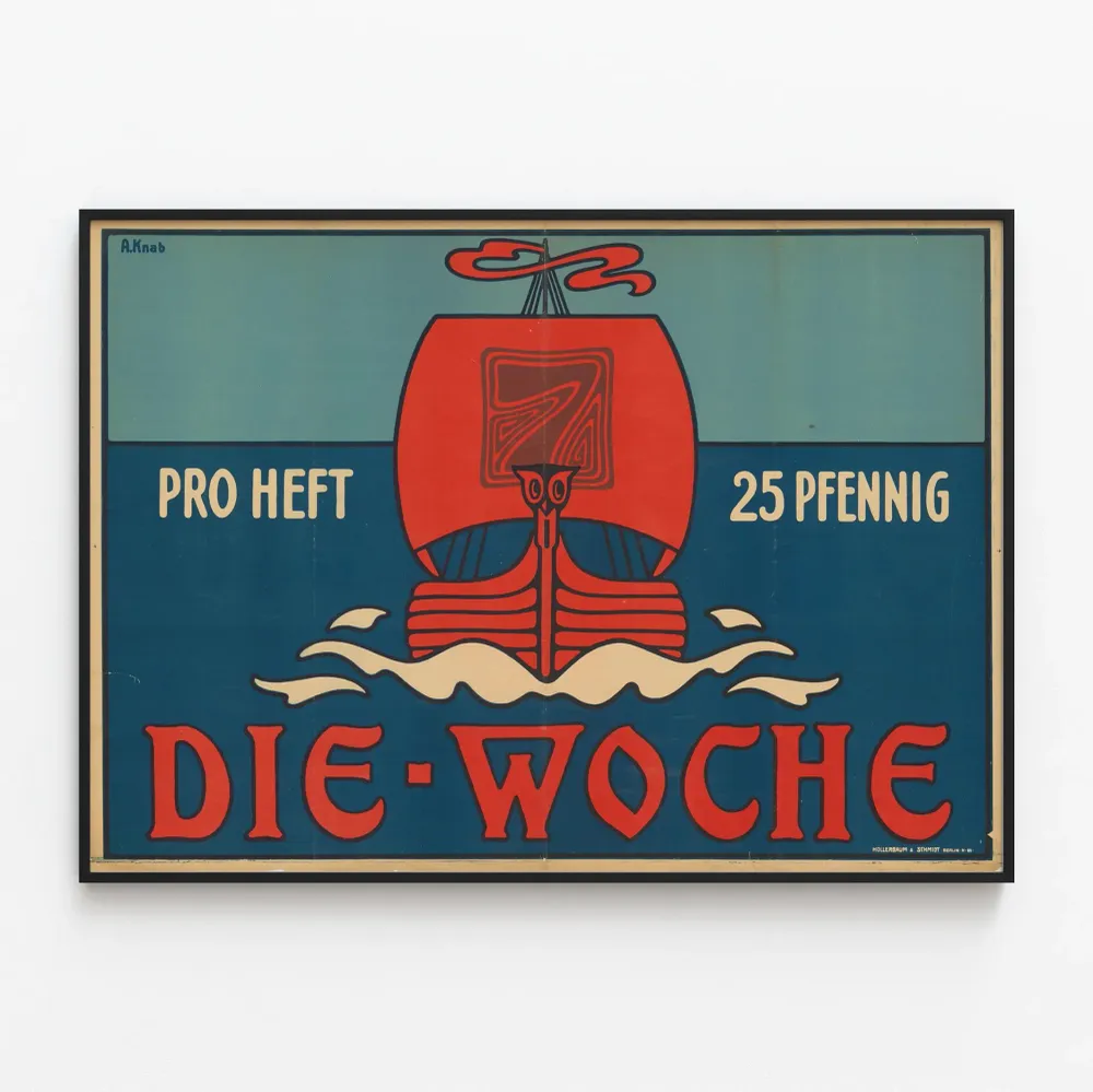 Affiche vintage Die Woche au voilier rouge