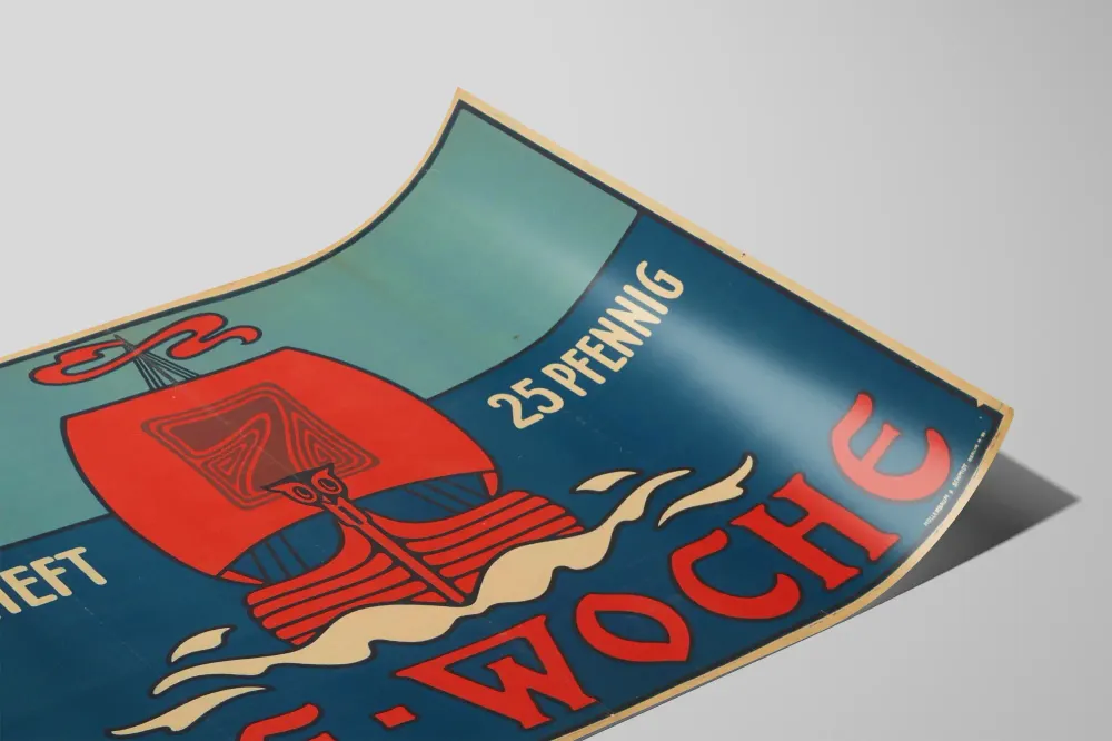 Affiche vintage Die Woche au voilier rouge