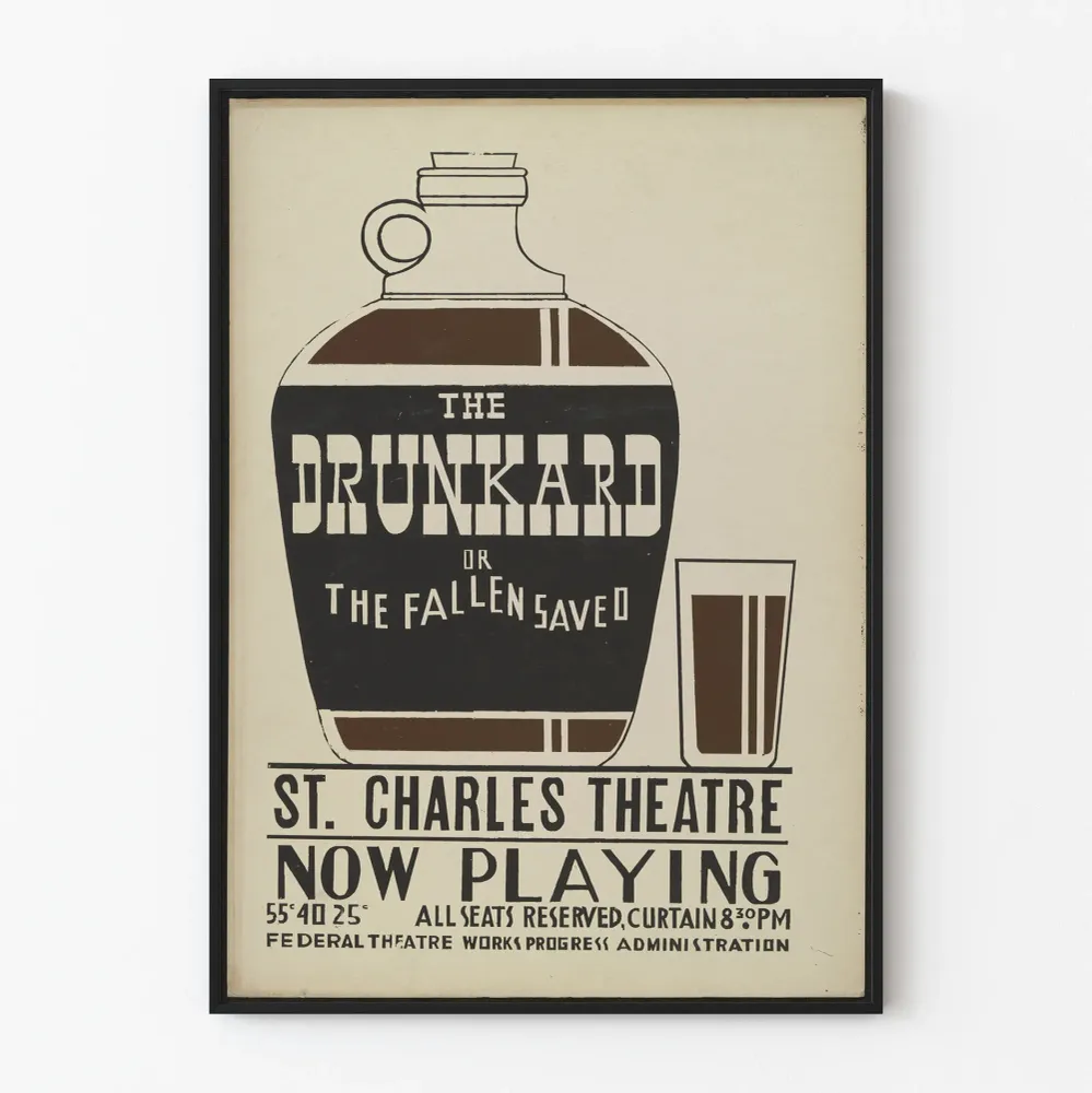 Affiche vintage ' Drunkard' - Décoration murale théâtre rétro