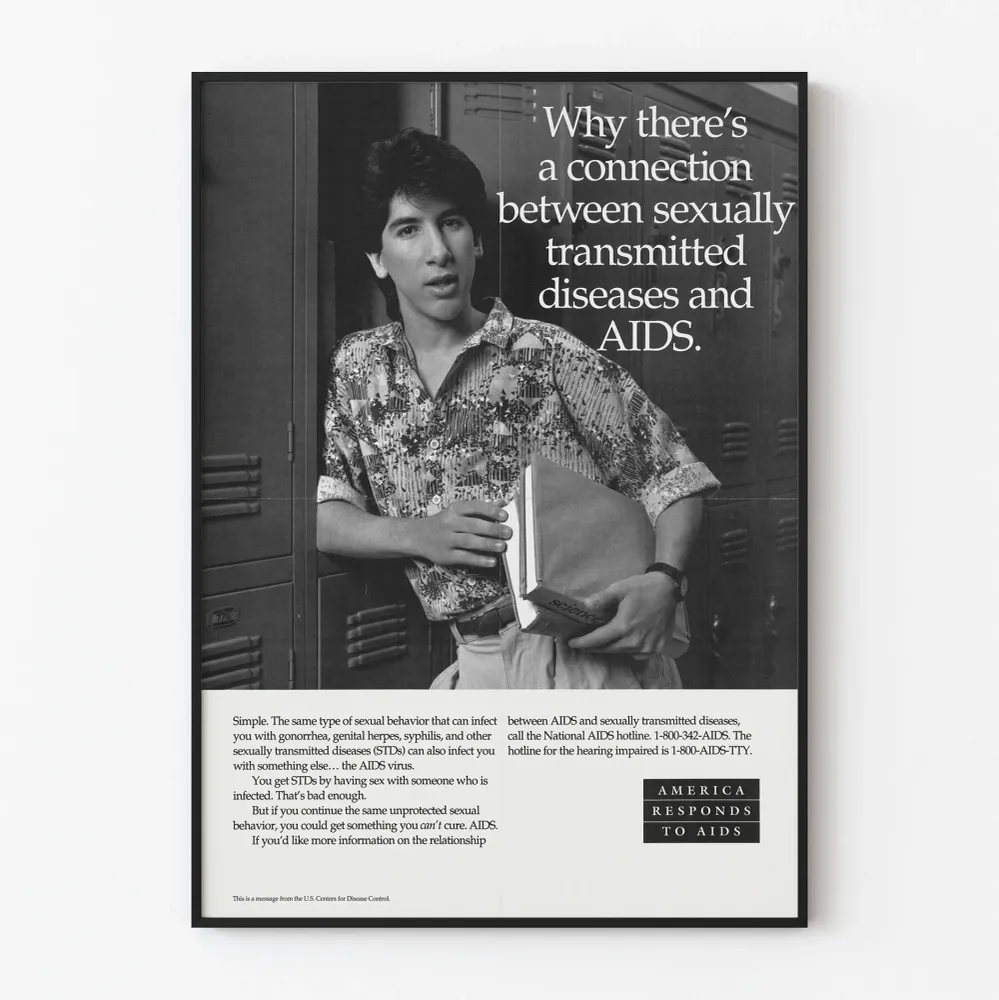 Affiche vintage éducation santé : lien entre IST et SIDA
