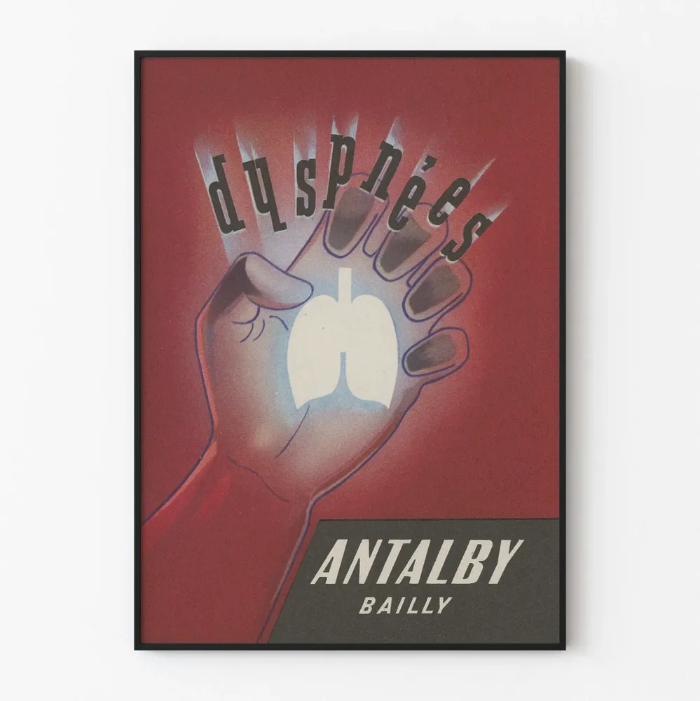 Affiche vintage Dyspnées Antalby Bailly pour décoration murale