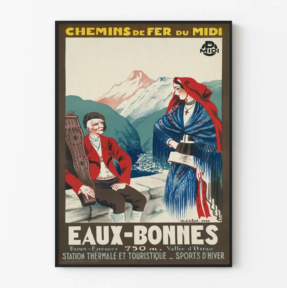 Affiche Vintage Eaux-Bonnes Pyrénées pour Décoration Murale