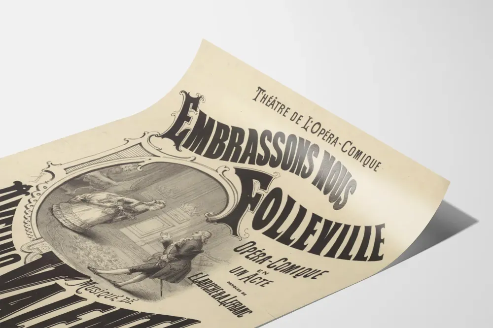 Affiche vintage Embrassons Nous Folleville - Théâtre de l'Opéra-Comique