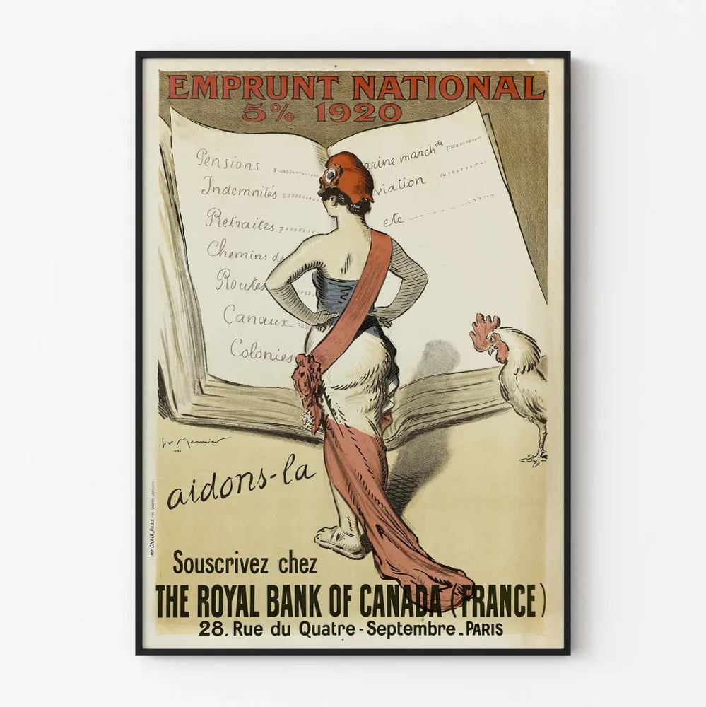 Affiche vintage Emprunt National 1920 – Poster décoration murale art et finance