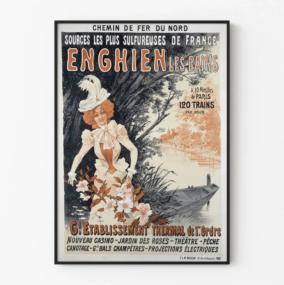 Affiche Vintage Enghien-les-Bains Sources Sulfureuses Décoration Murale