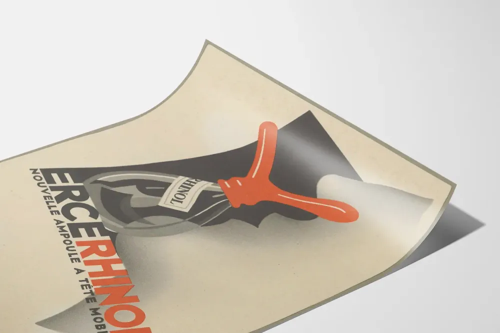 Affiche vintage ERCE RHINOL ampoule à tête mobile