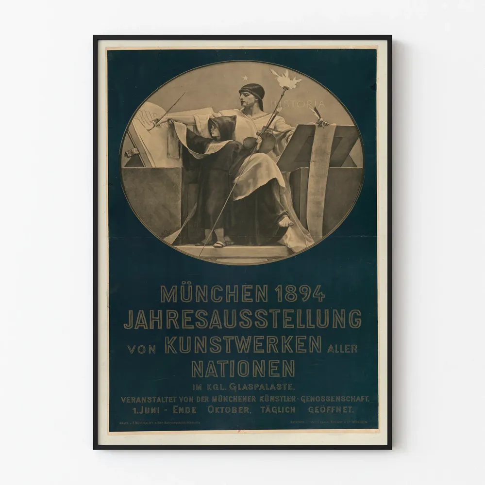 Affiche vintage exposition artistique 1894 Munich décoration murale