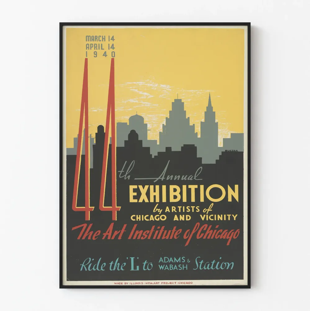 Affiche vintage exposition artistique Chicago 1940