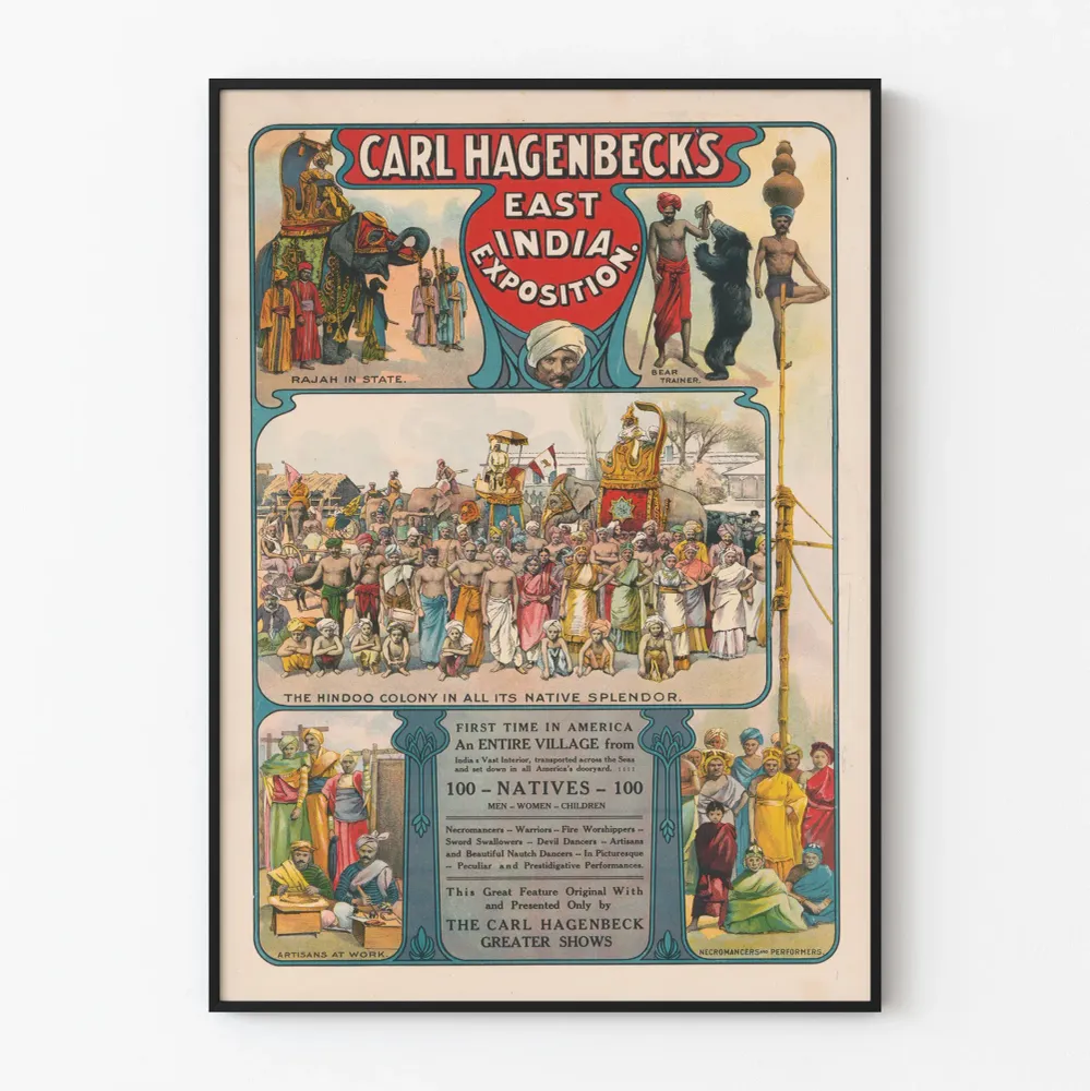 Affiche Vintage Exposition Carl Hagenbeck Inde Est Décorative