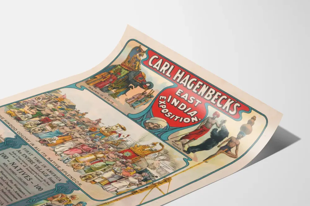 Affiche Vintage Exposition Carl Hagenbeck Inde Est Décorative