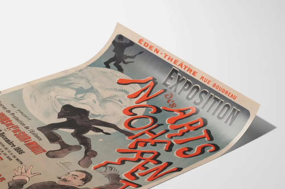Affiche vintage exposition des Arts Incohérents 1886 Éden-Théâtre déco murale