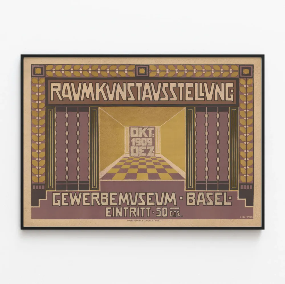 Affiche vintage exposition espace d'art au Gewerbemuseum de Bâle 1909