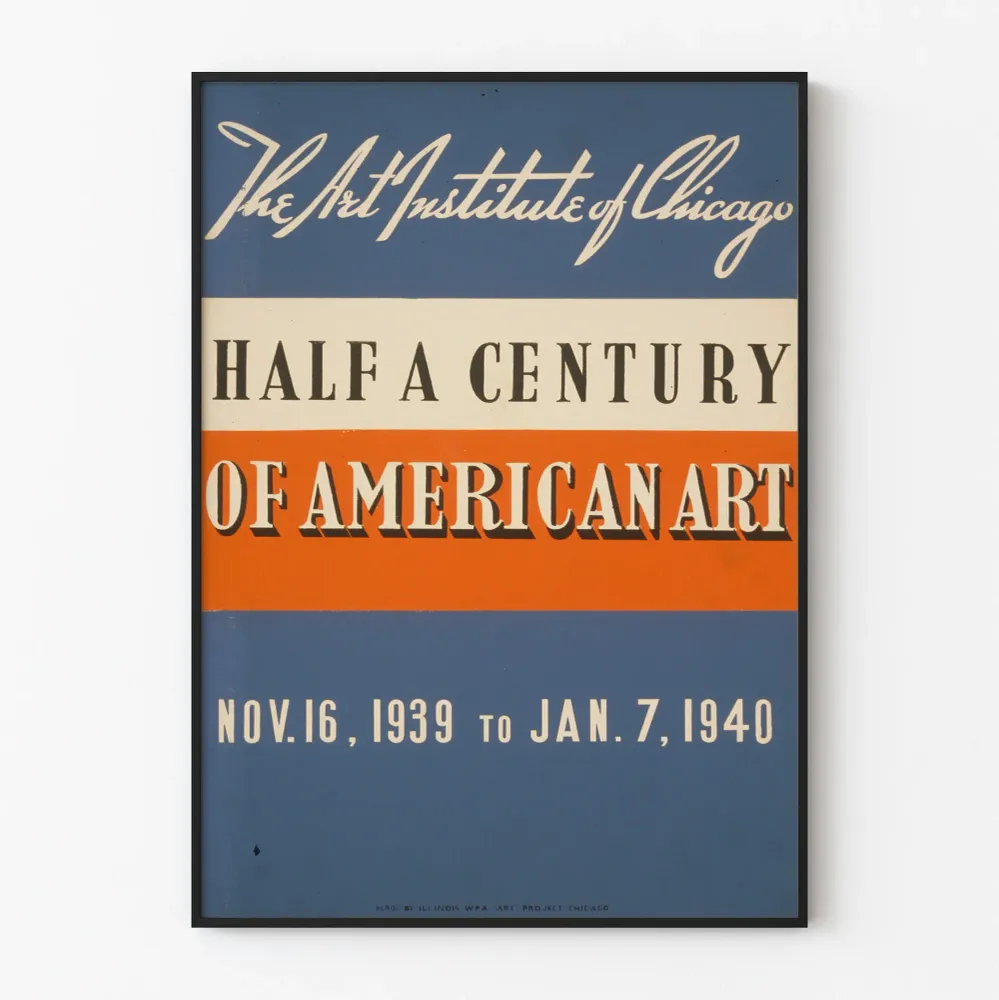 Affiche vintage exposition Half Century American Art
