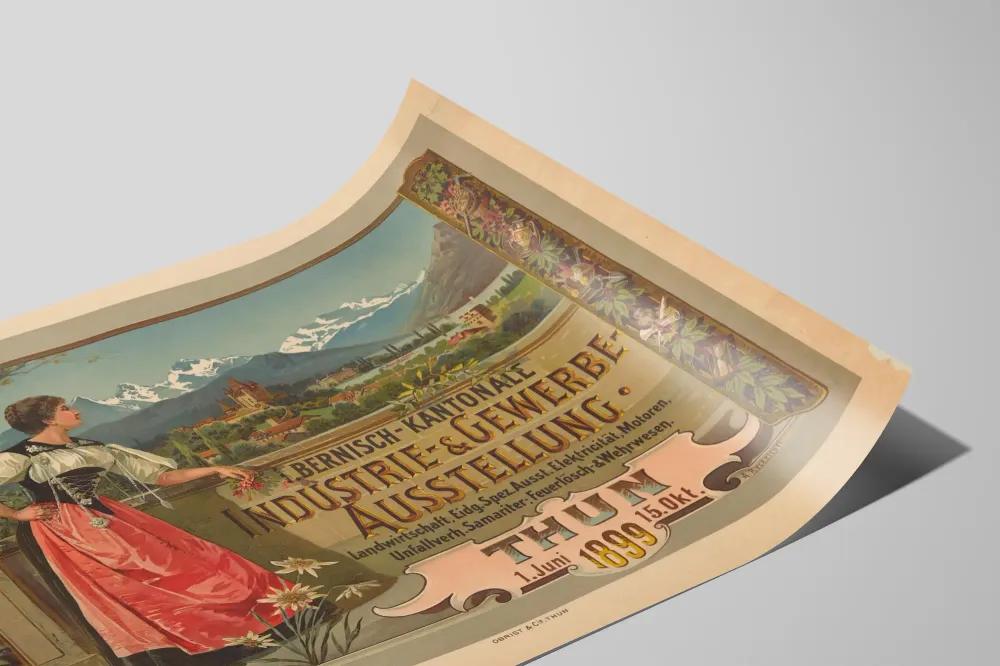 Affiche Vintage Exposition Industrie et Artisanat Bernois à Thun 1899