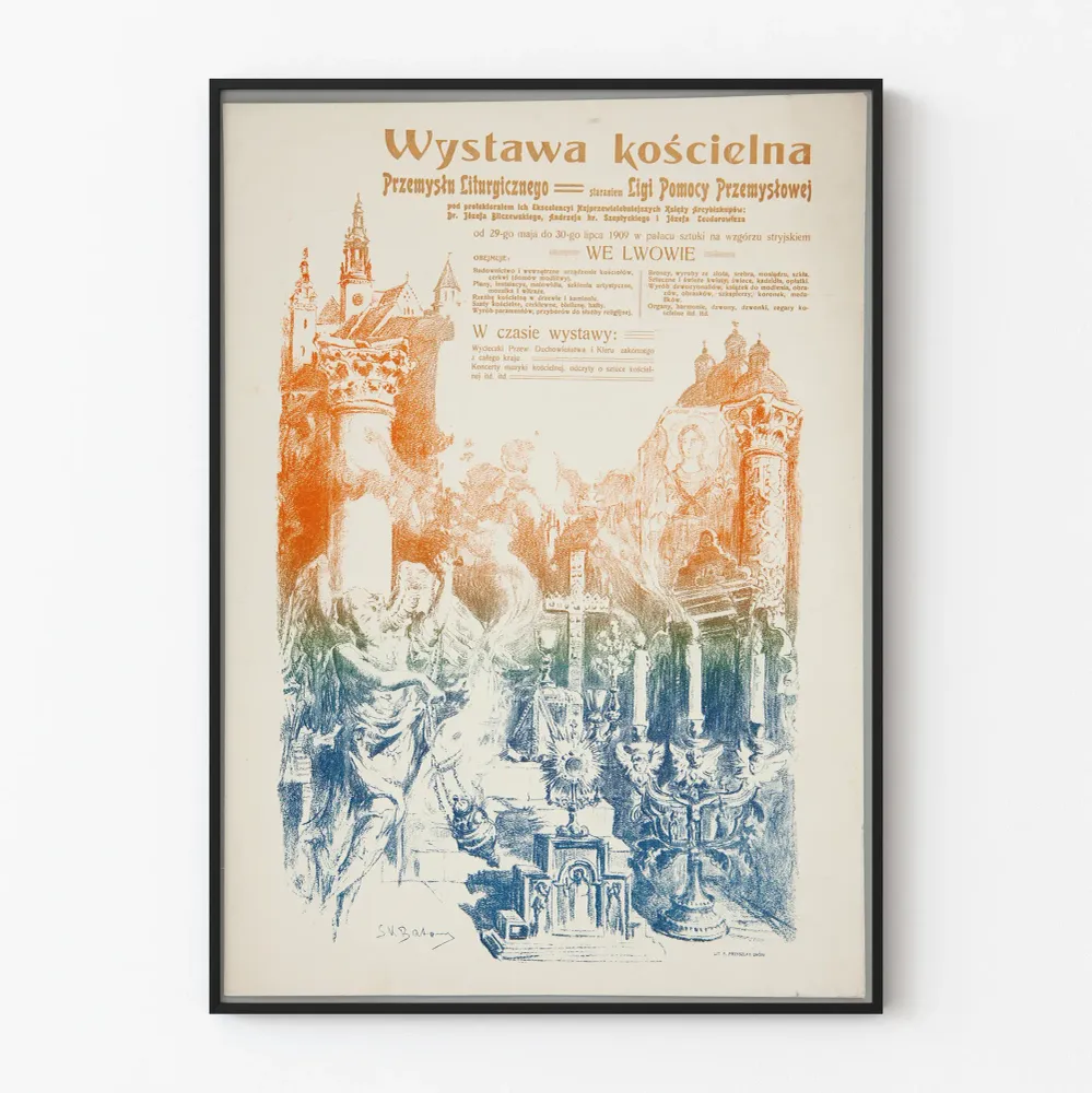 Affiche Vintage Exposition Industrie Liturgique à Lviv 1909