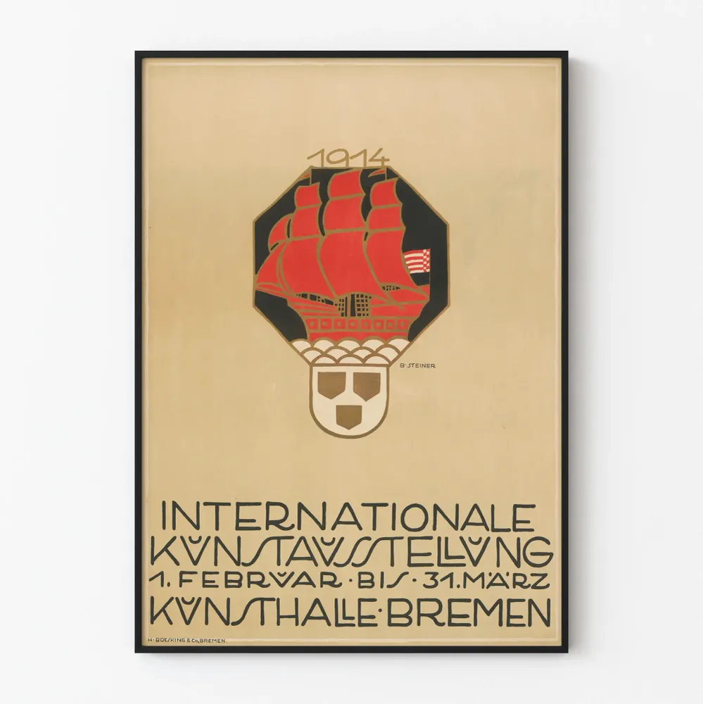 Affiche vintage exposition internationale d'art 1914 Kunsthalle Bremen