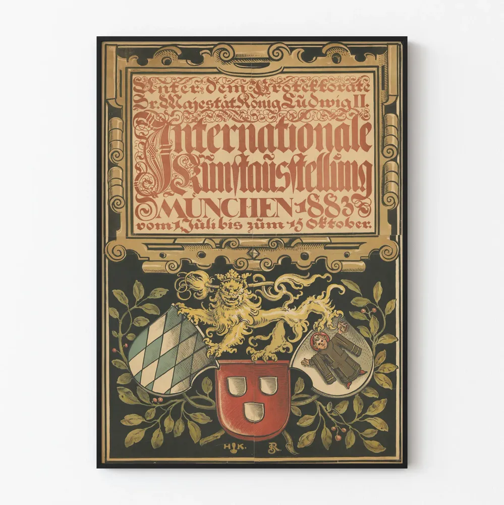 Affiche Vintage Exposition Internationale d'Art Munich 1883