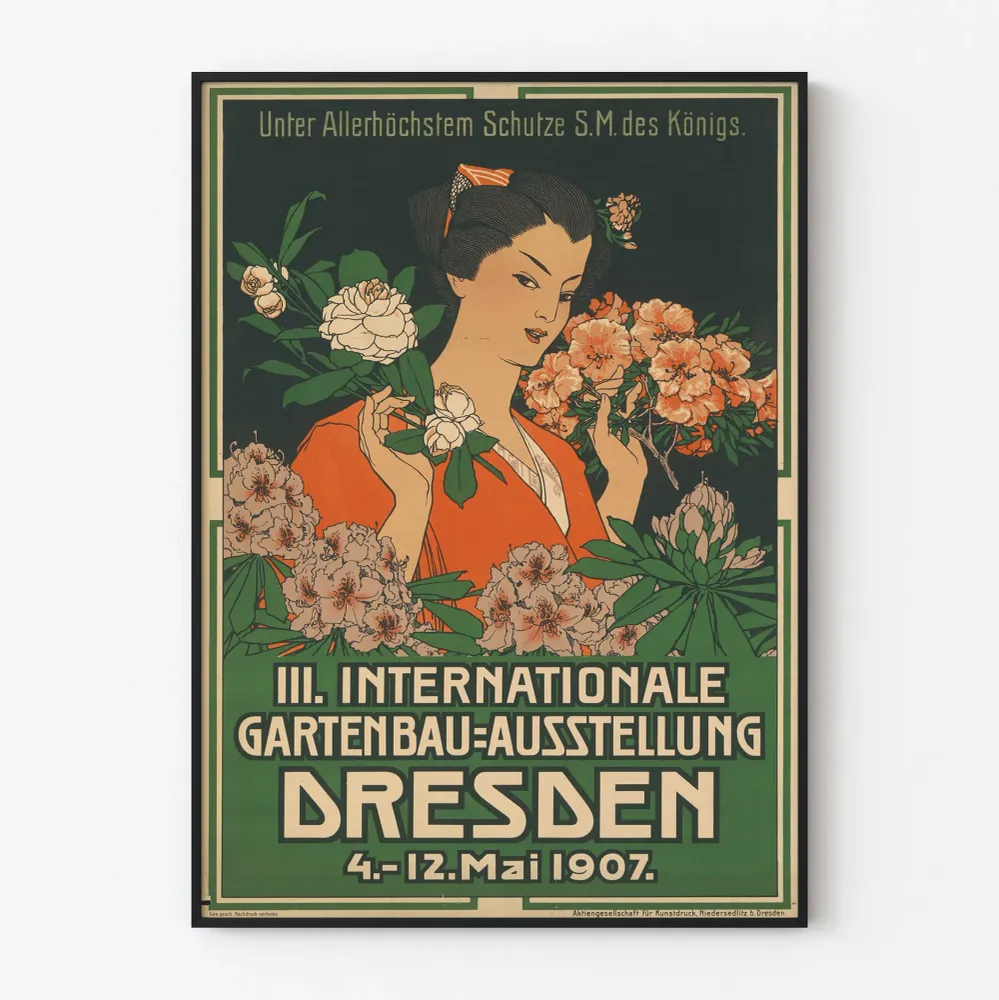Affiche Vintage Exposition Internationale de Jardinage 1907 Dresden