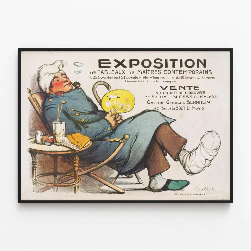 Affiche vintage Exposition de tableaux de maîtres contemporains 1916