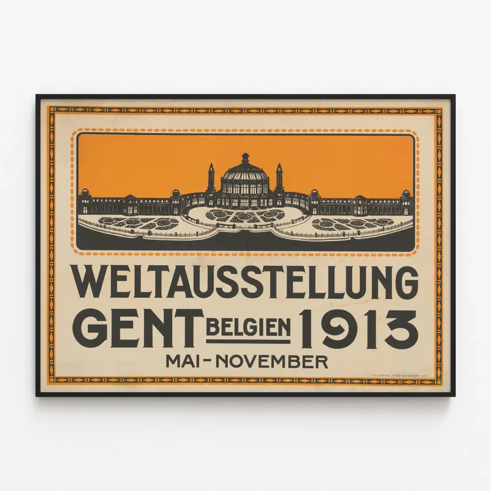 Affiche vintage Exposition universelle Gand 1913 Belgique