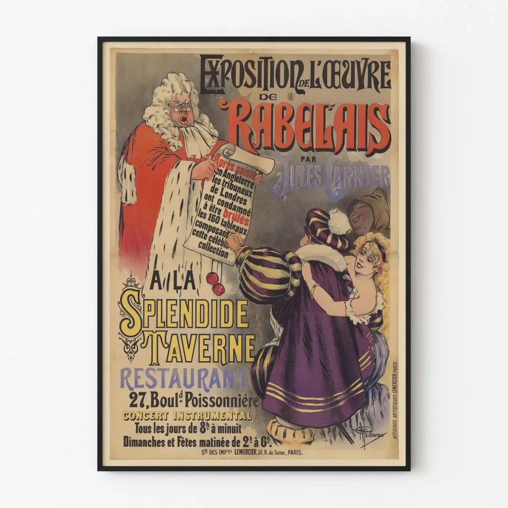 Affiche vintage exposition œuvre de Rabelais par Jules Garnier