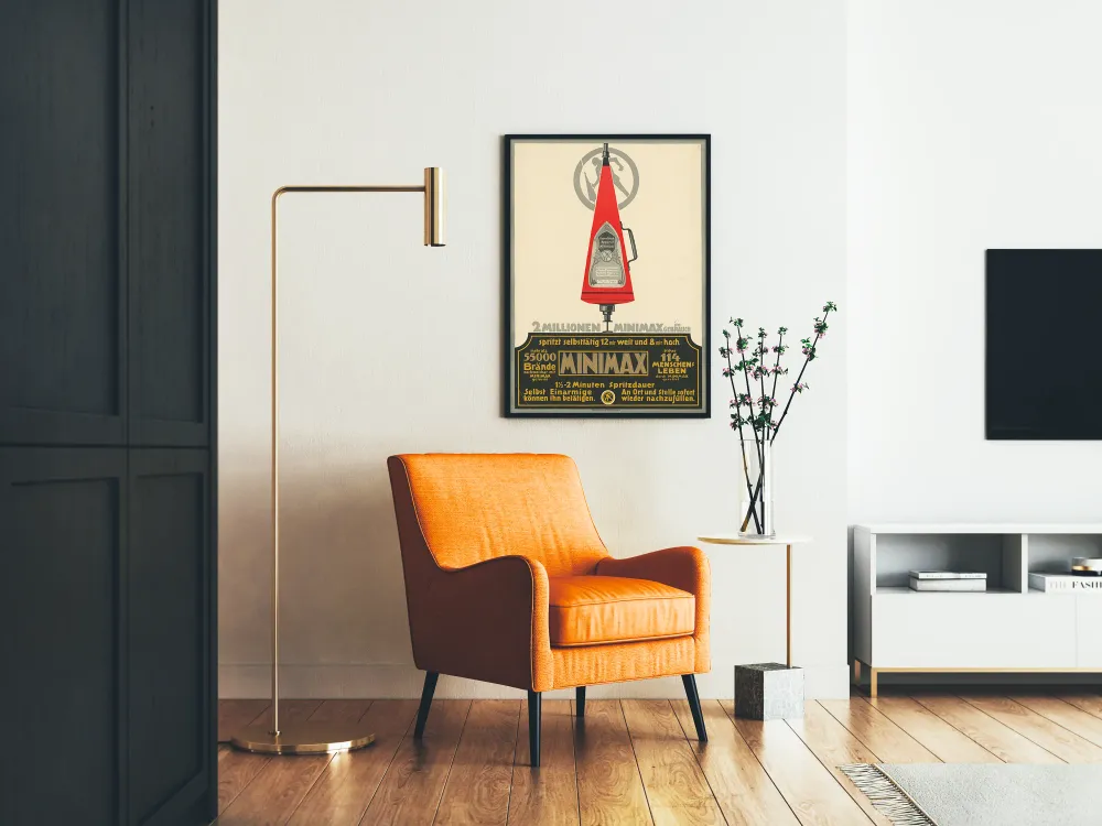 Affiche vintage extincteur Minimax pour décoration murale industrielle