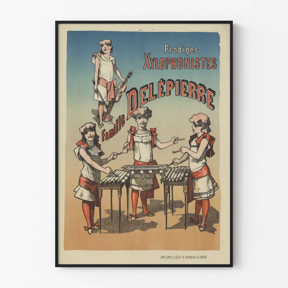 Affiche vintage famille Delépierre xylophonistes