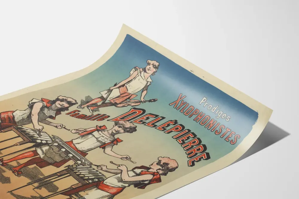 Affiche vintage famille Delépierre xylophonistes