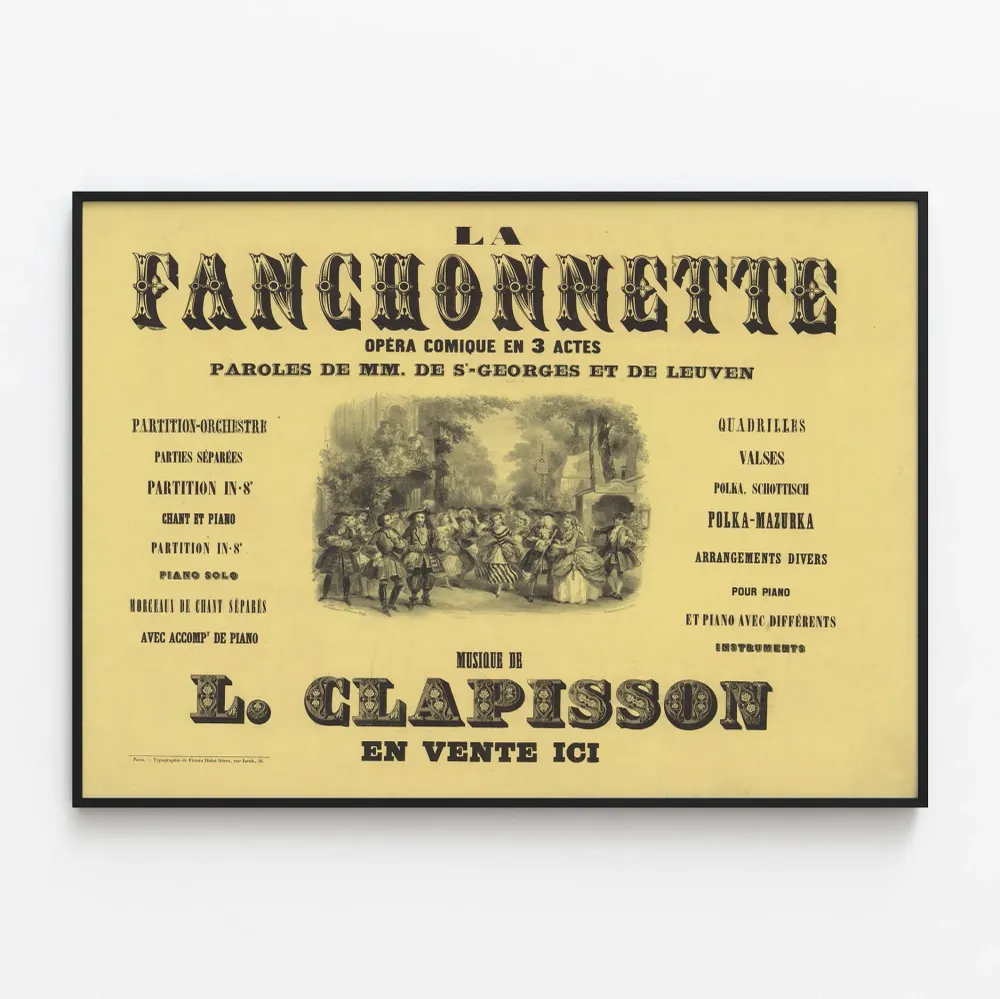 Affiche vintage La Fanchonnette - Opéra comique et partition musicale