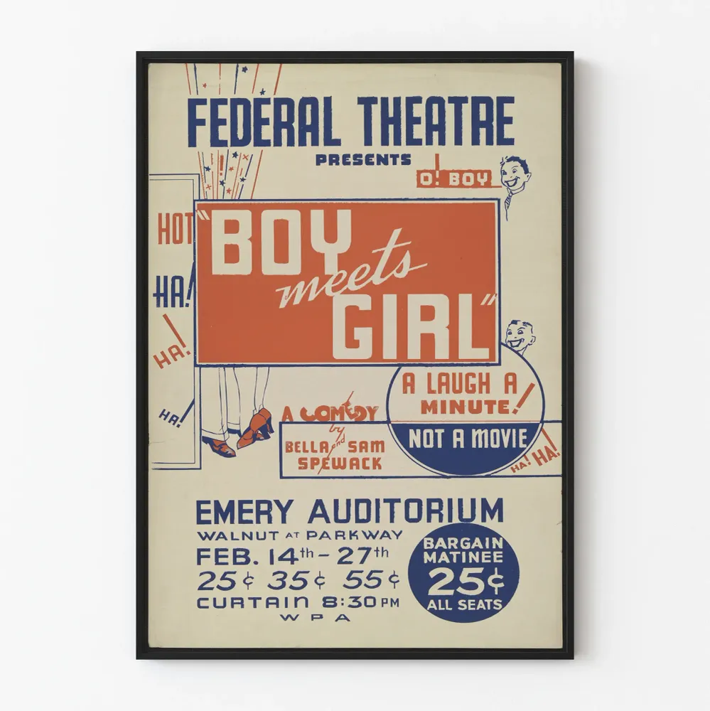 Affiche vintage Federal Theatre Boy Meets Girl
