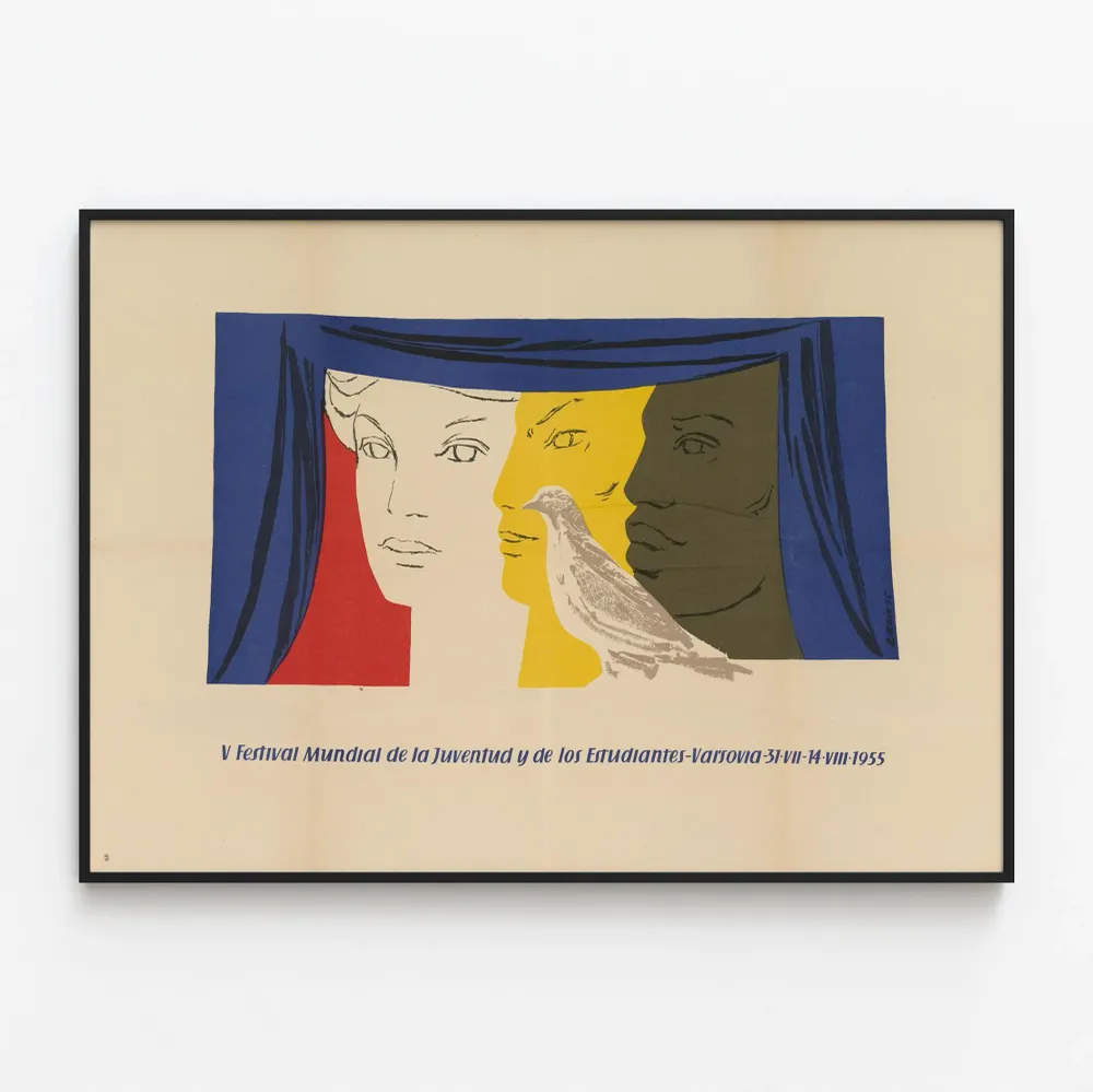 Affiche vintage Festival Mondial de la Jeunesse Varsovie 1955