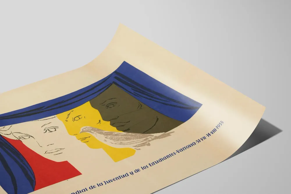 Affiche vintage Festival Mondial de la Jeunesse Varsovie 1955