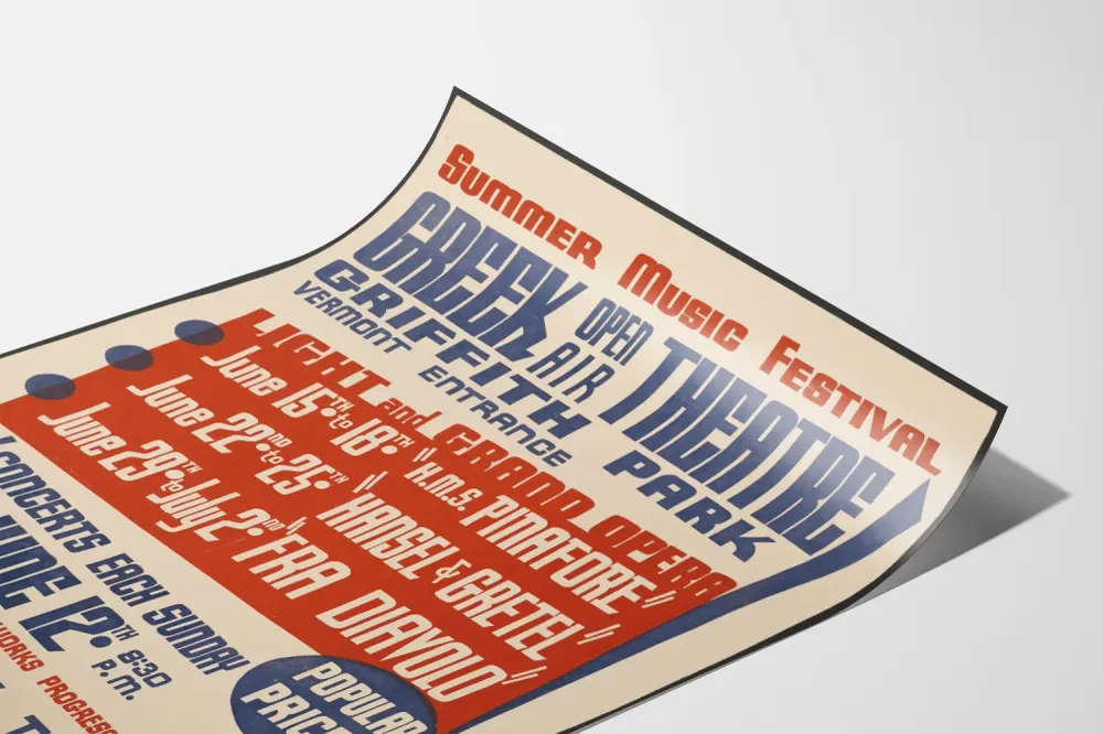 Affiche Vintage Festival de Musique Estival Greek Open Air Theatre