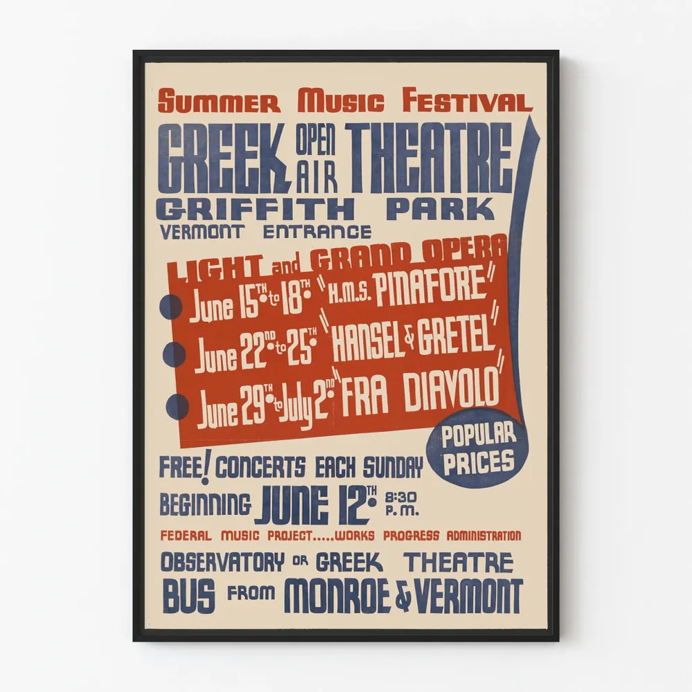 Affiche Vintage Festival de Musique Estival Greek Open Air Theatre
