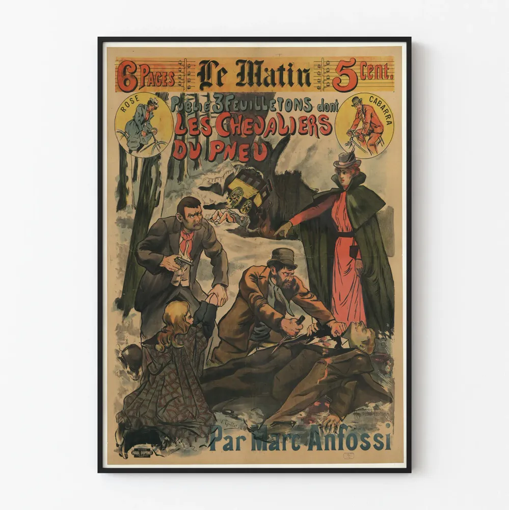 Affiche vintage feuilleton Les Chevaliers du Pneu par Marc Anfossi