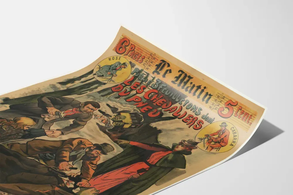 Affiche vintage feuilleton Les Chevaliers du Pneu par Marc Anfossi